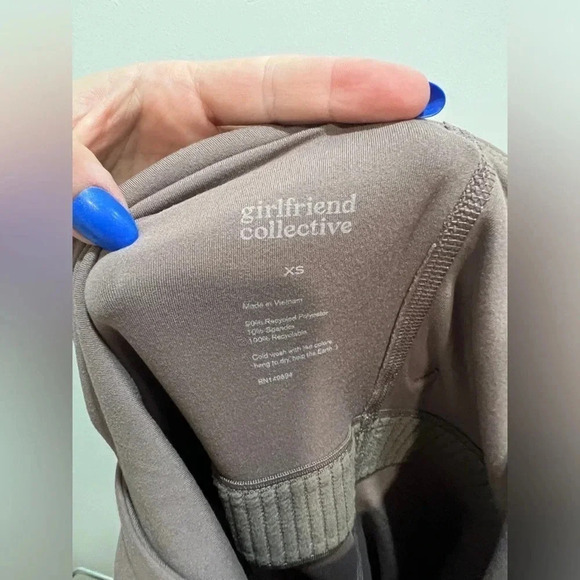 Girlfriend collective exercise dress Lola vneck shorts taupe light brown pockets - Picture 5 of 8